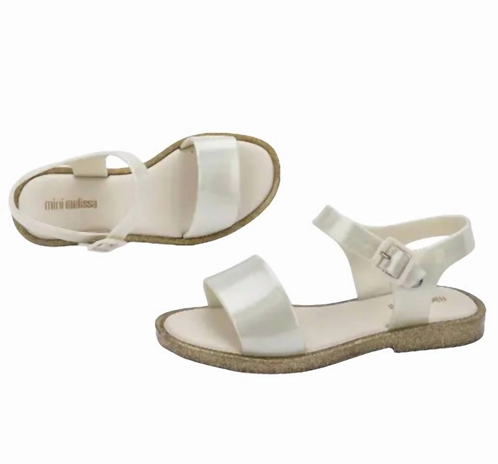 Girl's Mar Sandal In White Glitter