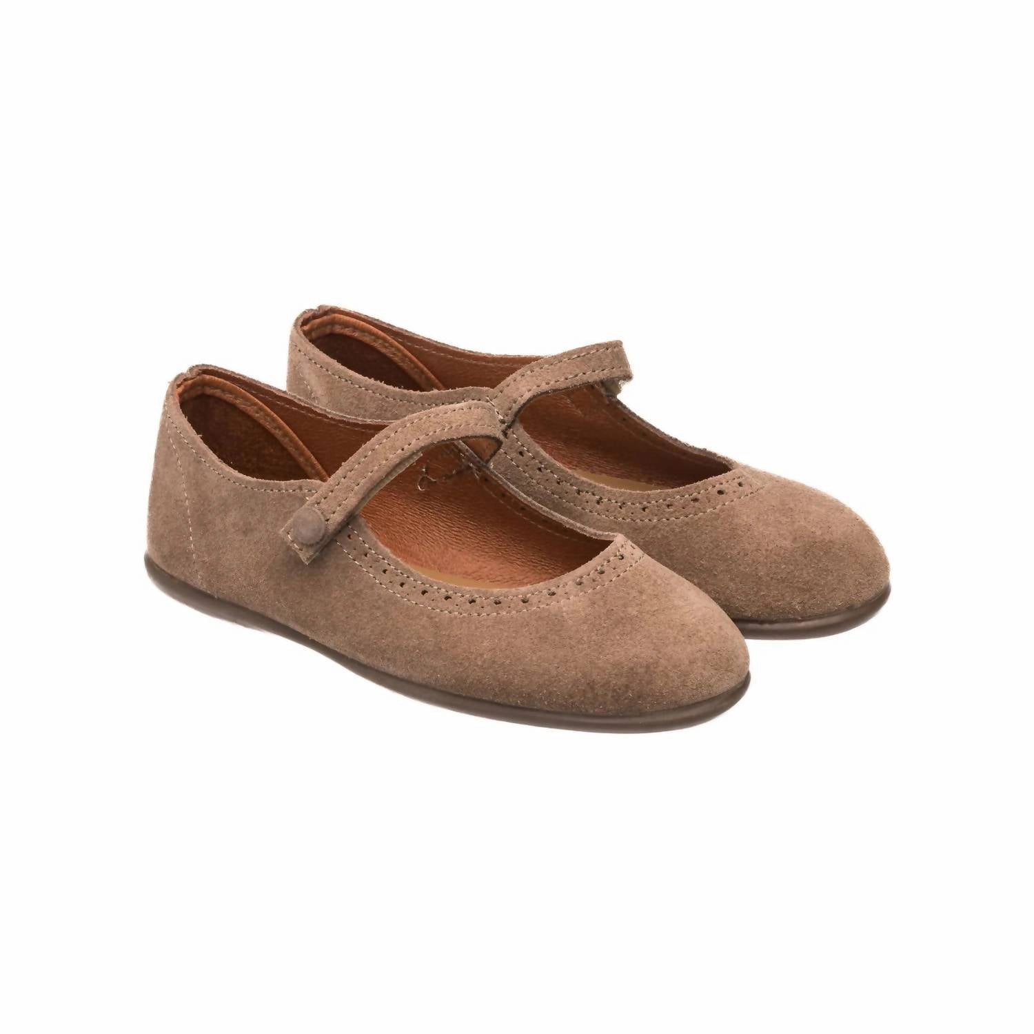 Girl's Mary Jane Suede Shoes In Beige