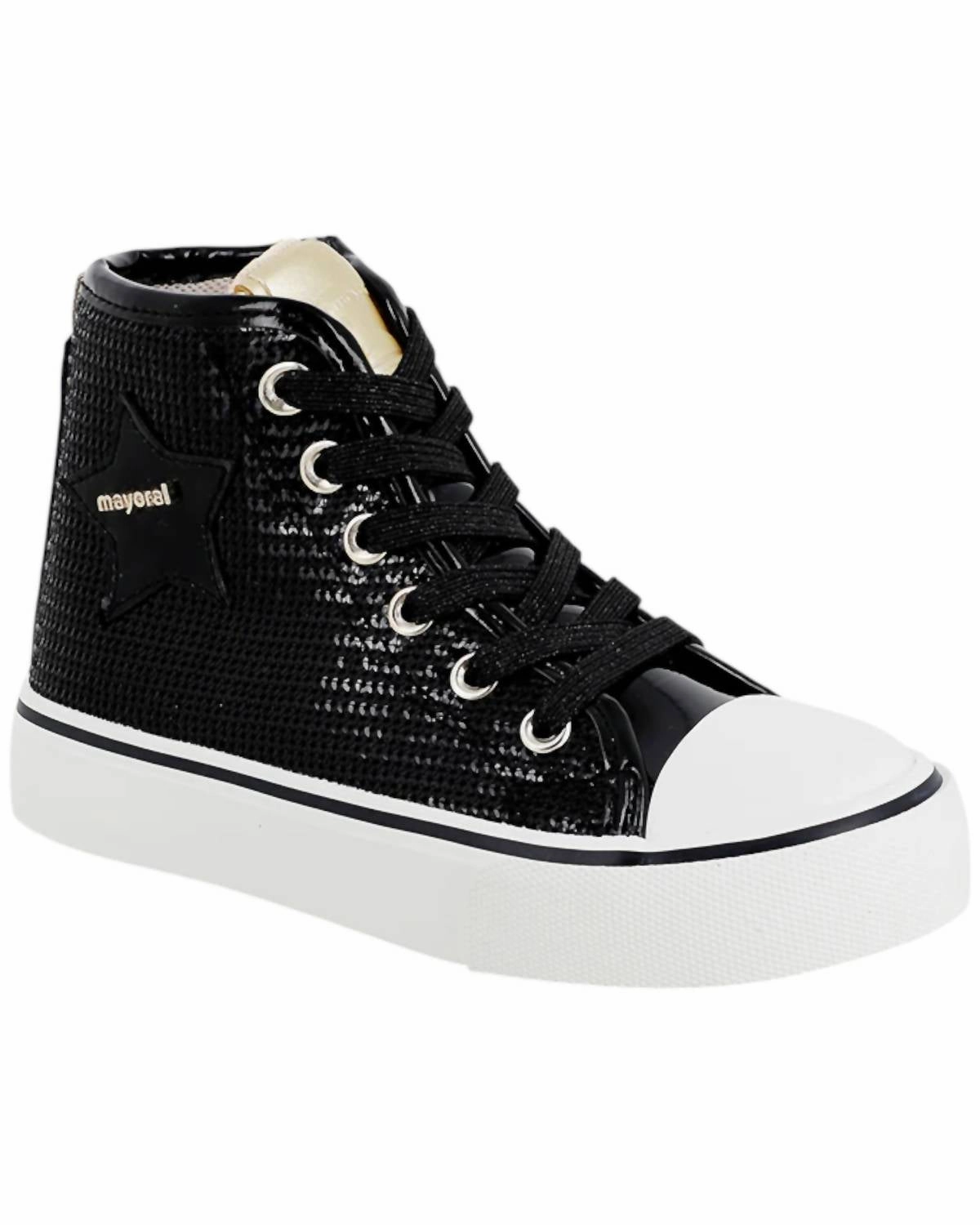 Girl's Platform Sequin Hightop Shoes In Black