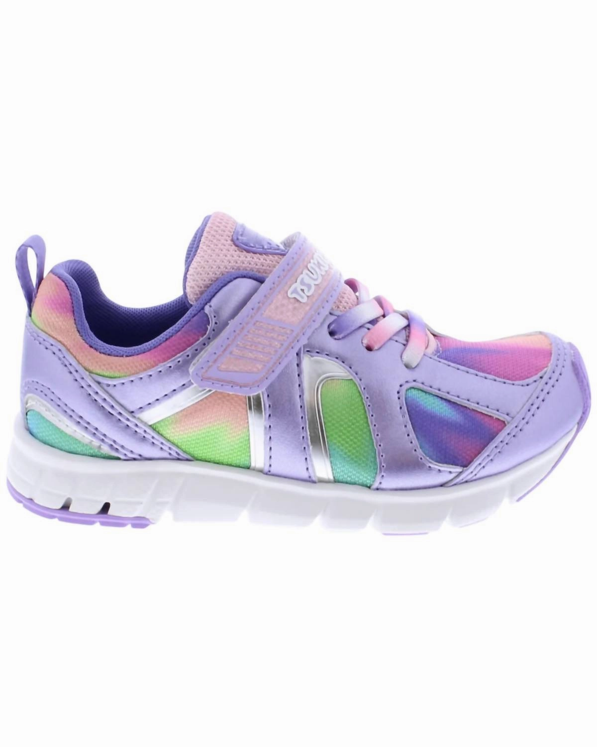 Girl's Rainbow Sneakers In Lavender- Multi