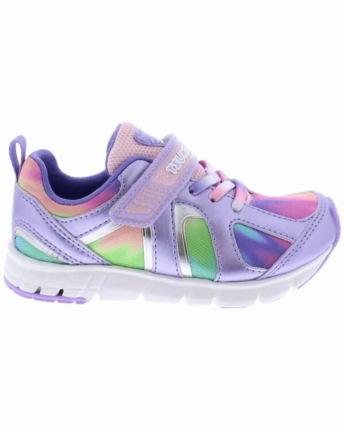Girl's Rainbow Sneakers In Lavender- Multi