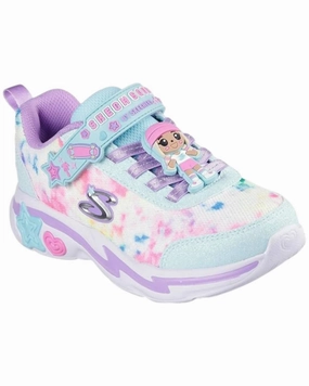 Girl's Snuggle Skech Squad Sneakers In Mint Multi Girls Athletic Shoes on sale