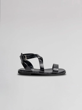 Girls Black Leather Strappy Sandals Girls Sandals summer sale