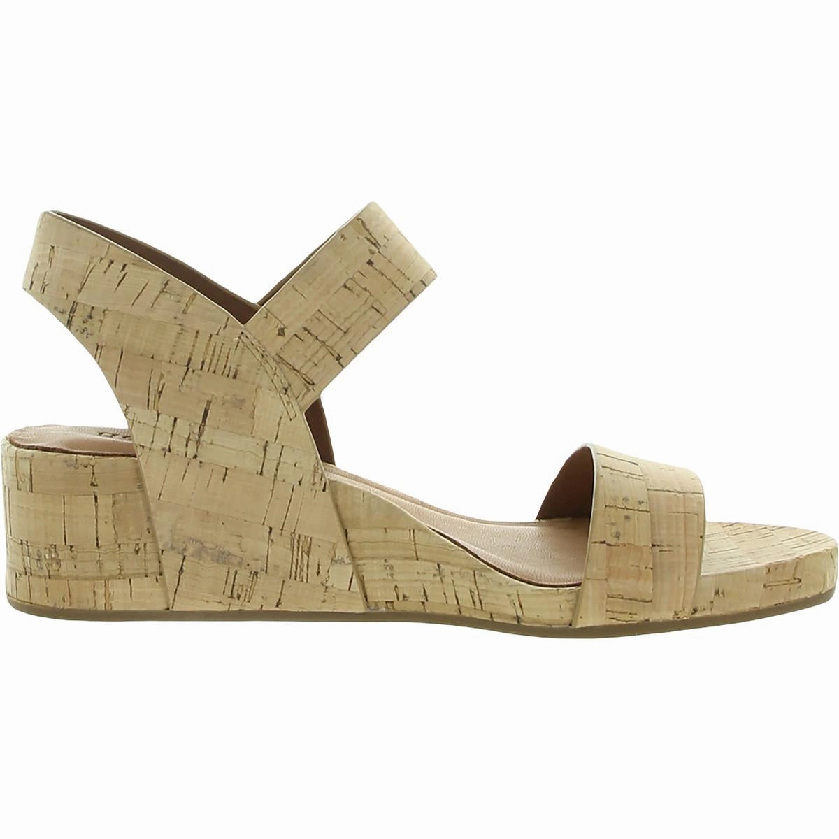 Gisele Two Band Womens Leather Open Toe Wedge Sandals