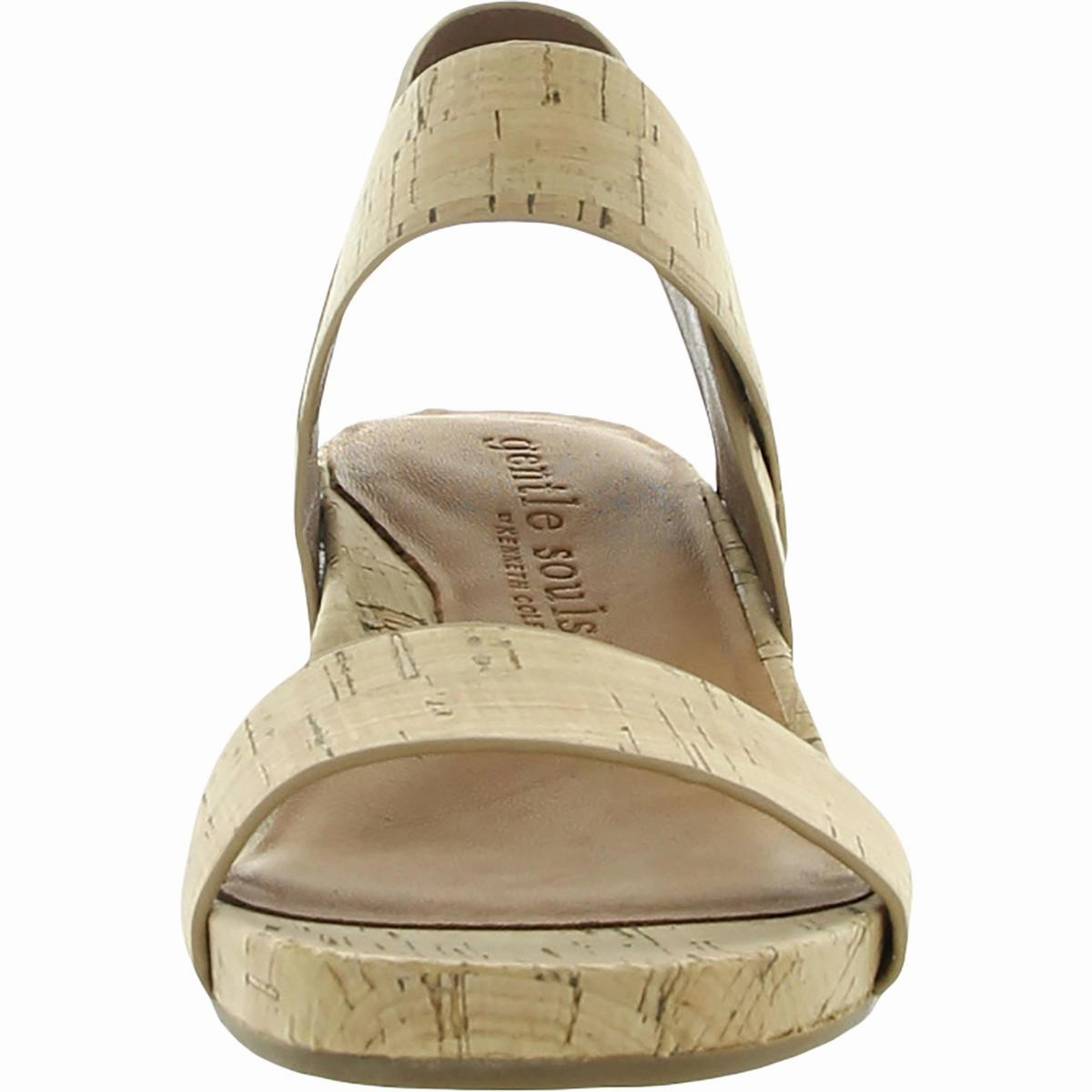 Gisele Two Band Womens Leather Open Toe Wedge Sandals