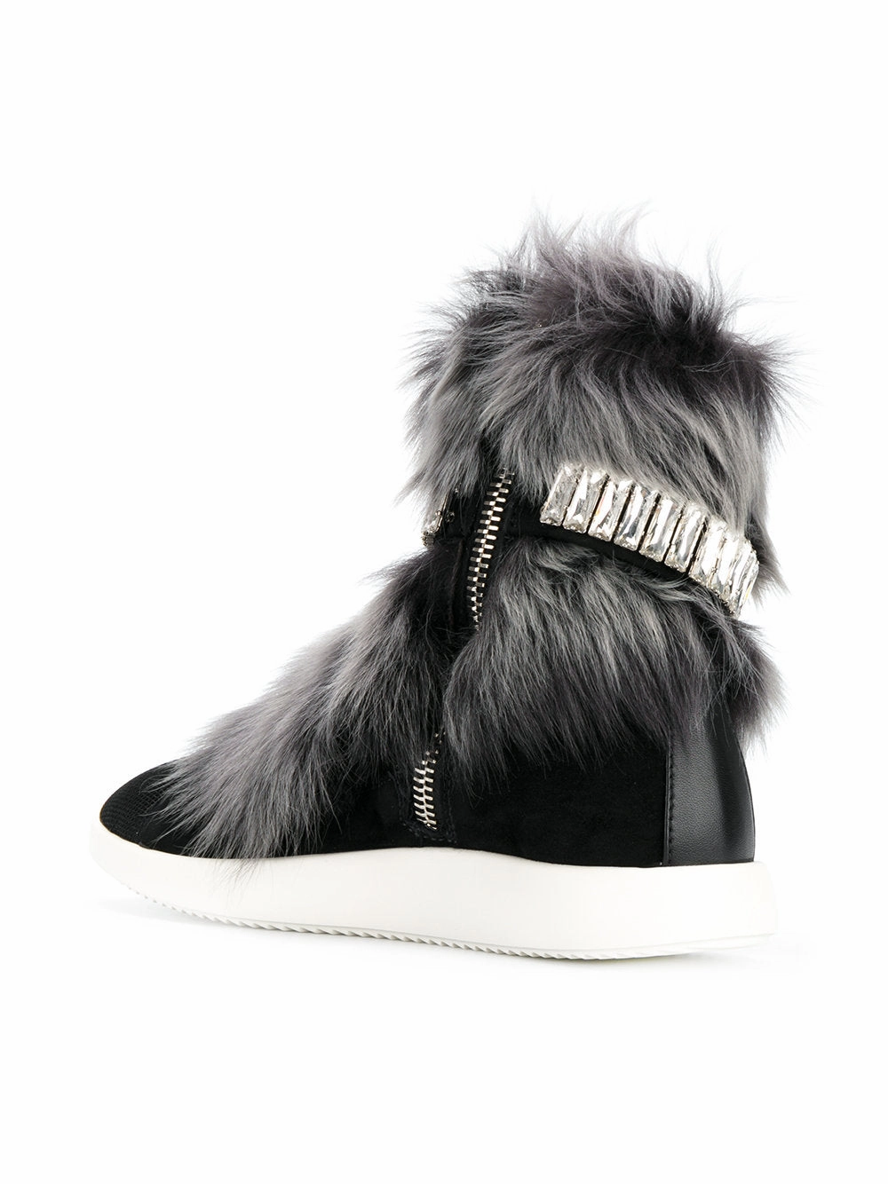 Giuseppe Zanotti  Marley fur and crystal hi-top sneakers