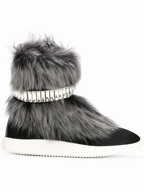 Giuseppe Zanotti  Marley fur and crystal hi-top sneakers Womens Shoes cheap promo