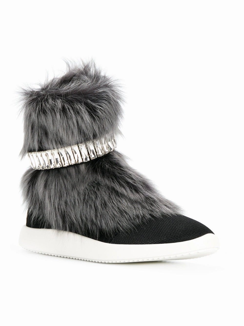 Giuseppe Zanotti  Marley fur and crystal hi-top sneakers