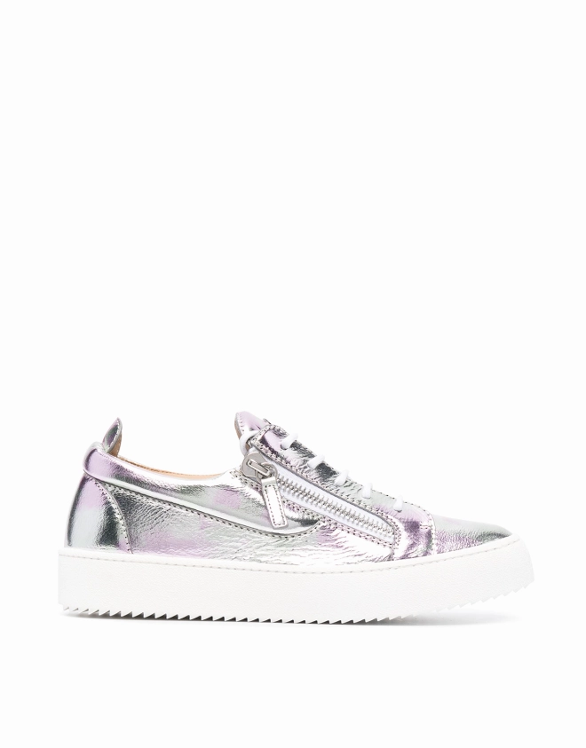 Giuseppe Zanotti metallic leather low-top sneakers Womens Shoes cheap promo