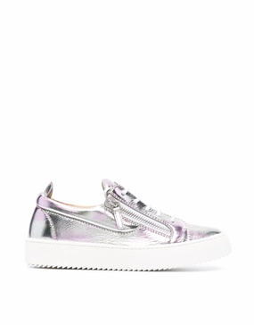 Giuseppe Zanotti metallic leather low-top sneakers Womens Shoes cheap promo