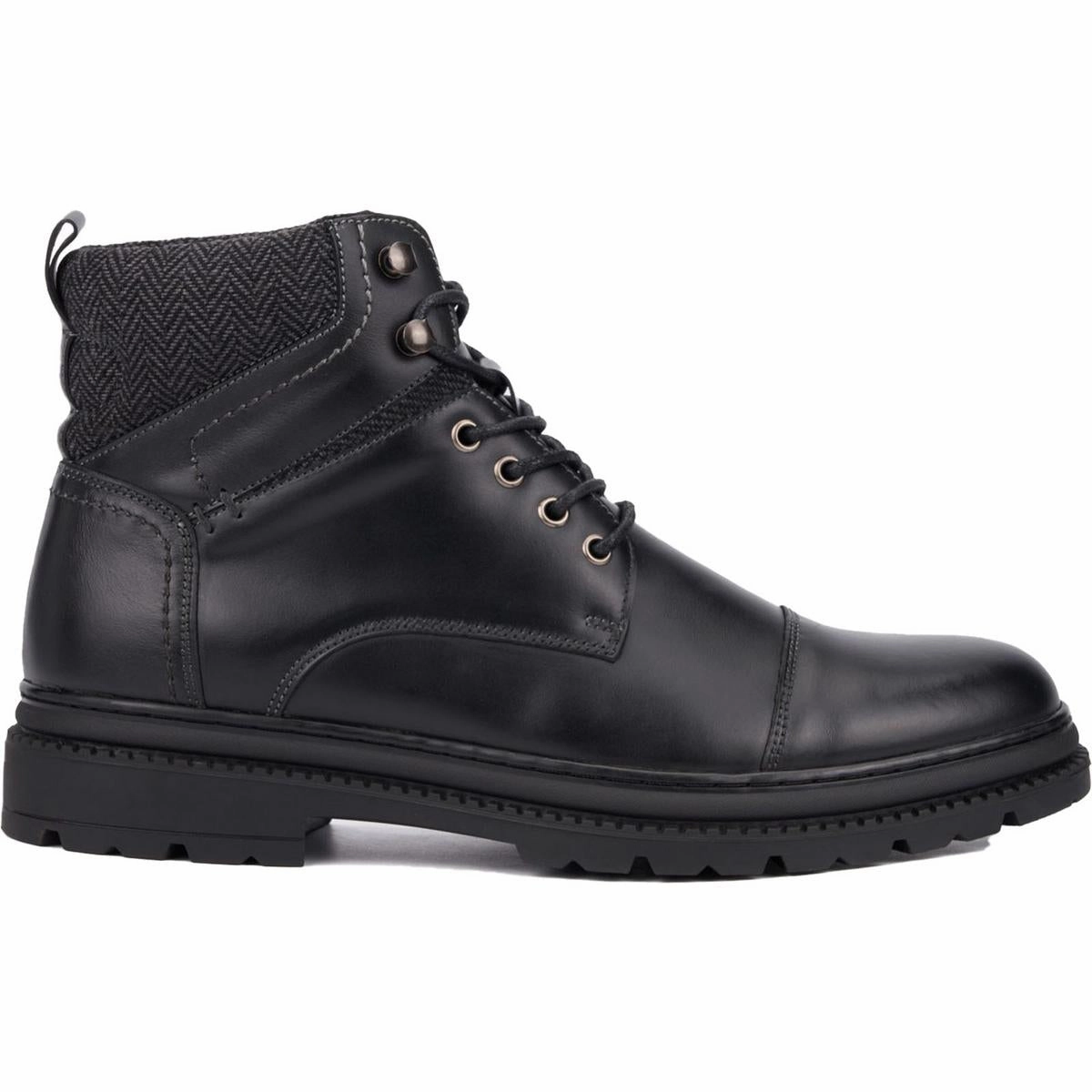 Glenn Mens Lugged Sole Leather Combat & Lace-Up Boots