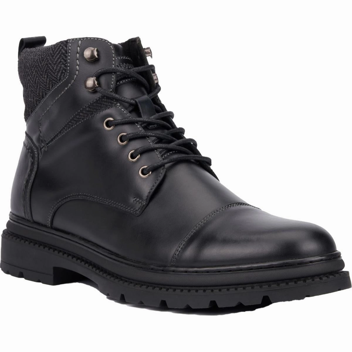 Glenn Mens Lugged Sole Leather Combat & Lace-Up Boots