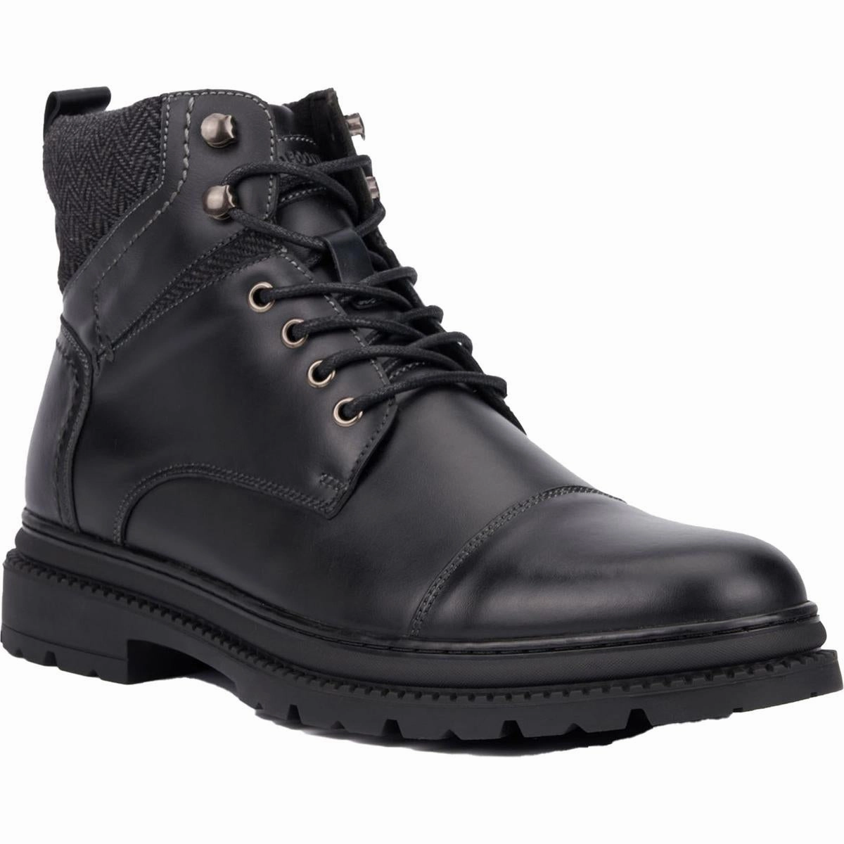 Glenn Mens Lugged Sole Leather Combat & Lace-Up Boots