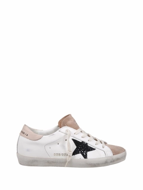 Glitter Star Accent Leather Sneakers Athletic Shoes for Women discount