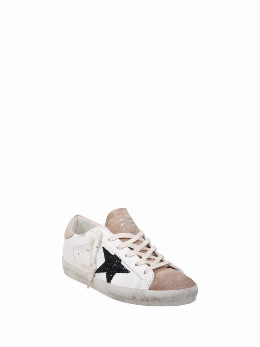 Glitter Star Accent Leather Sneakers