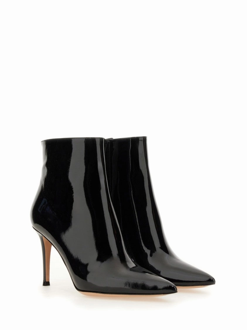 Glossy Patent Leather Ankle Boots