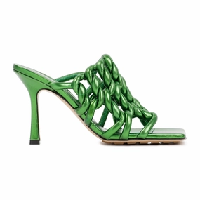 Green Stretch Mules Affordable Womens Sandals outlet