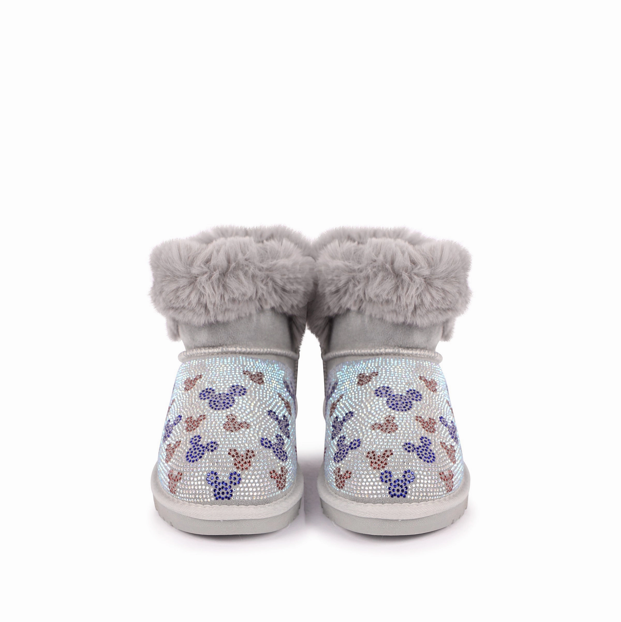 Grey Microstud Mickey Winter Boots