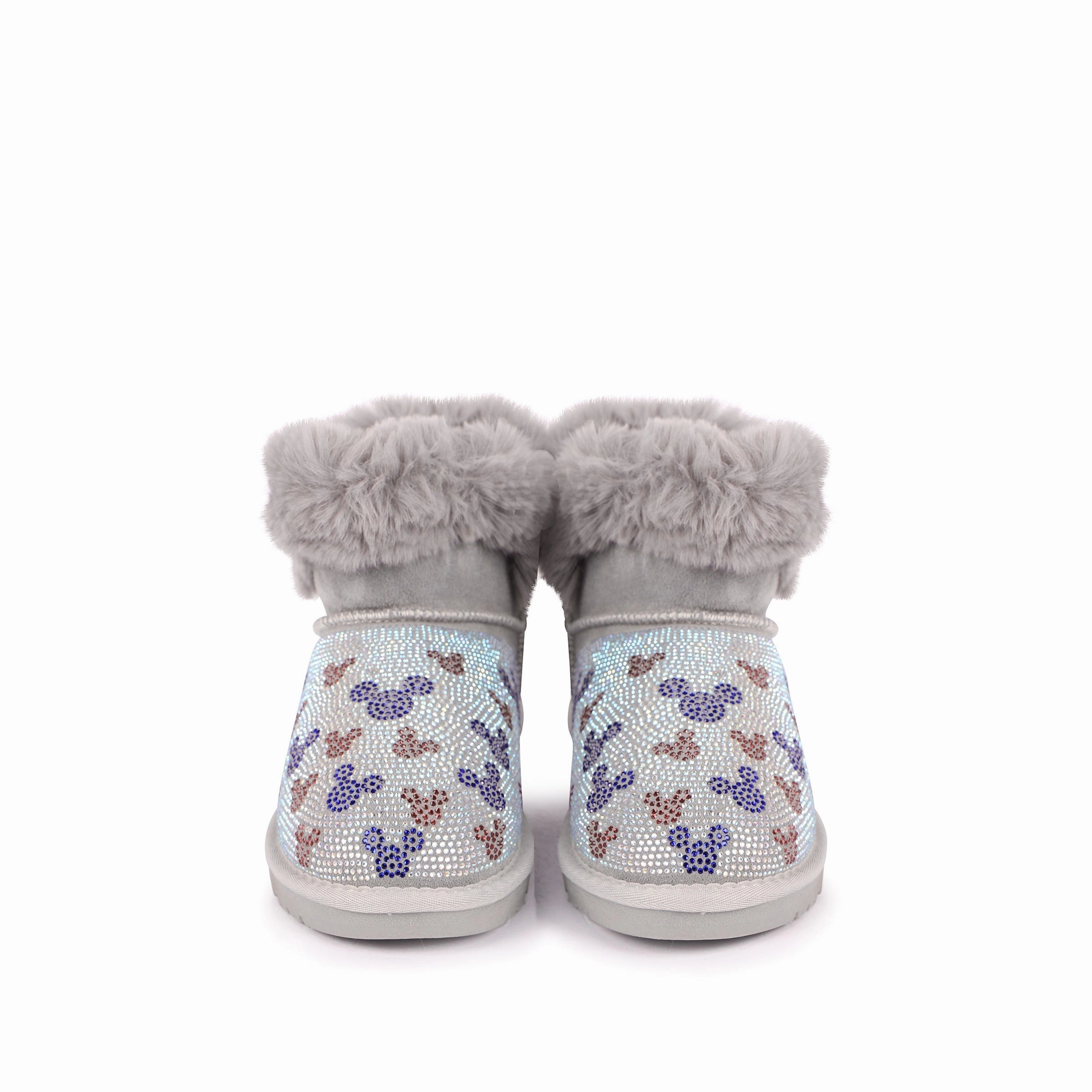 Grey Microstud Mickey Winter Boots