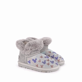 Grey Microstud Mickey Winter Boots Discount Girls Shoes with deals