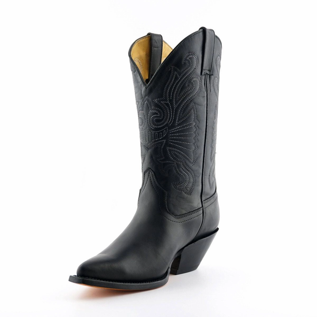 Grinders Black Leather Western Cowboy Boots-Buffalo