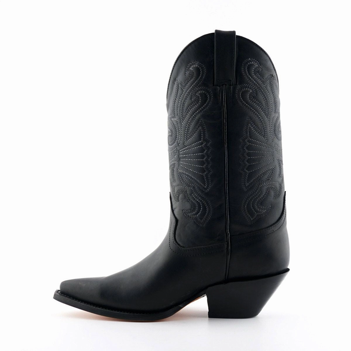 Grinders Black Leather Western Cowboy Boots-Buffalo