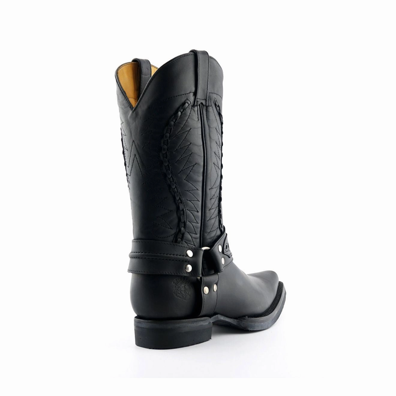 Grinders Mens Black Leather Cowboy Boot-Galveston