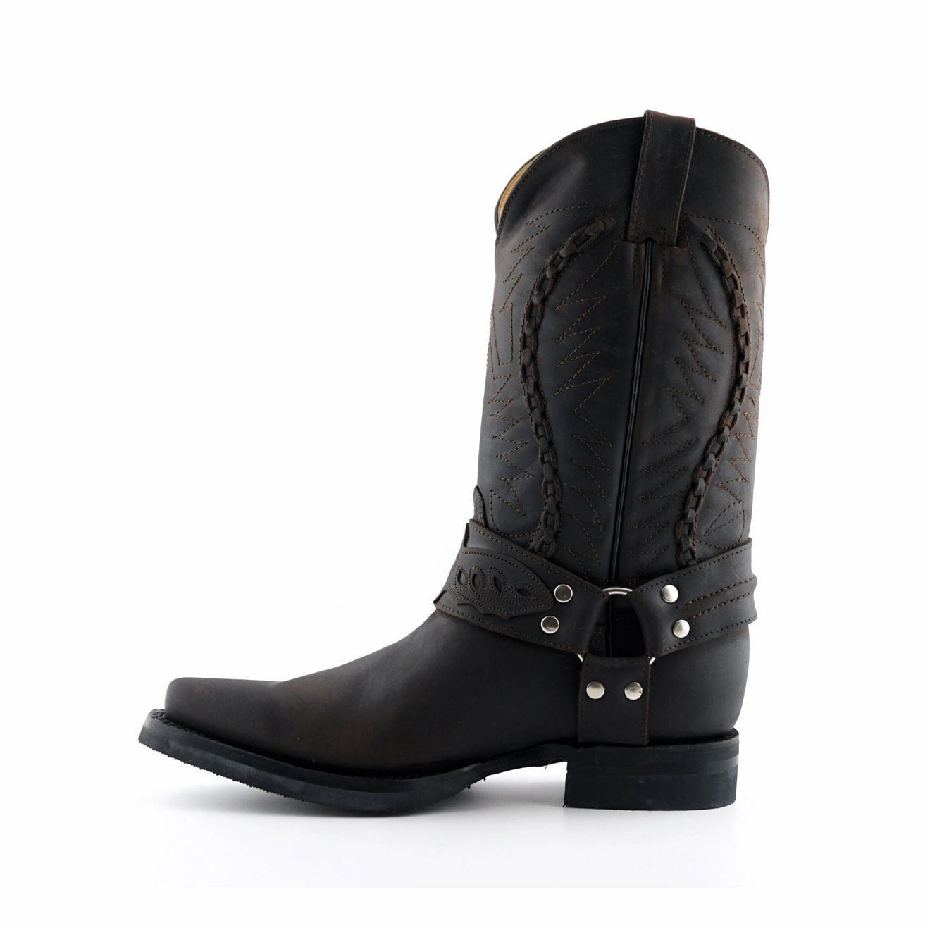 Grinders Mens Brown Leather Cowboy Boot-Galveston