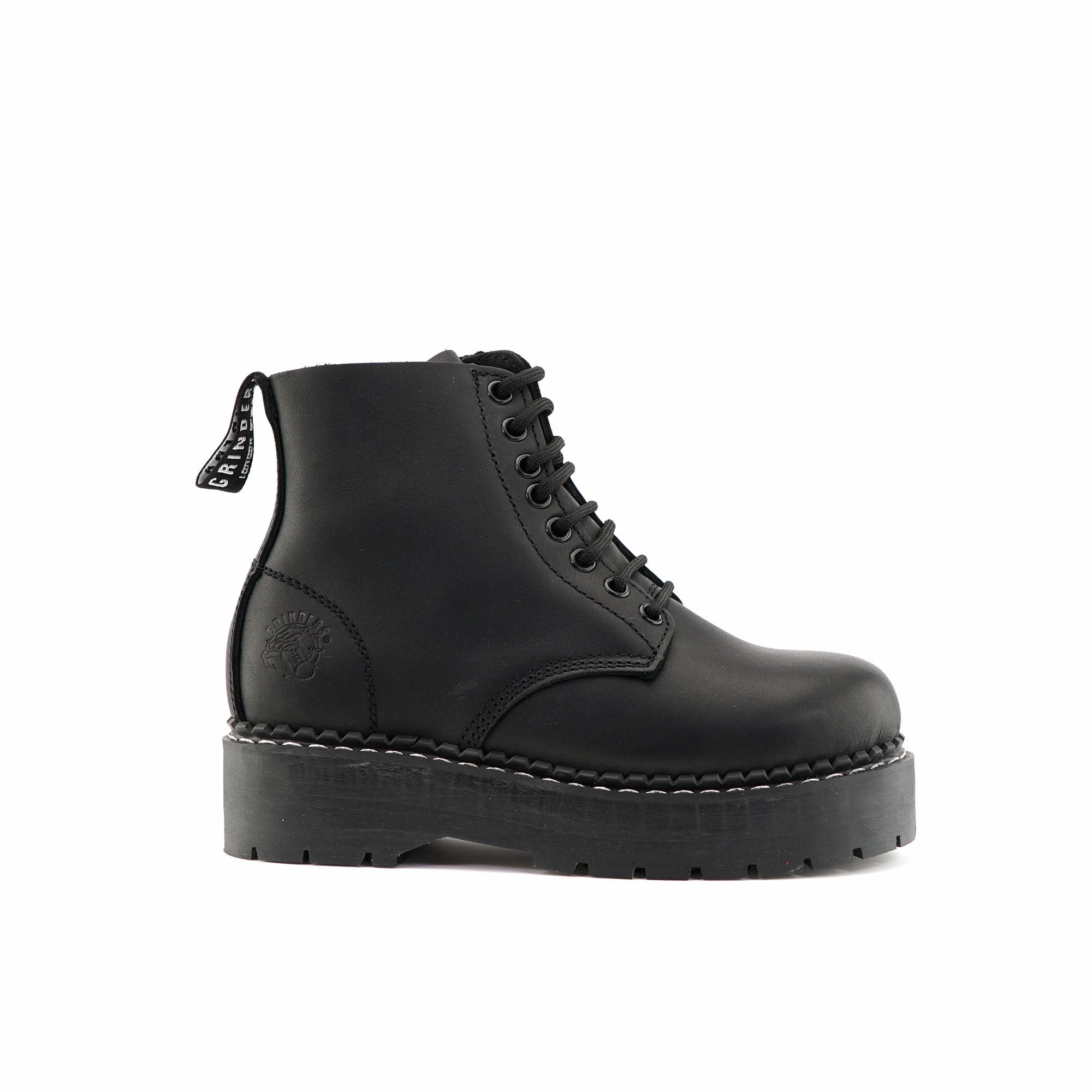 Grinders Unisex Black Leather Ankle Casual Lace Up Boots - Chalie ACS Mens Chukka Boots outlet deals