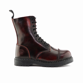 Grinders Unisex Wine Leather Steel Toe Cap Lace Up Boots - Stag ACS Mens Chukka Boots outlet deals