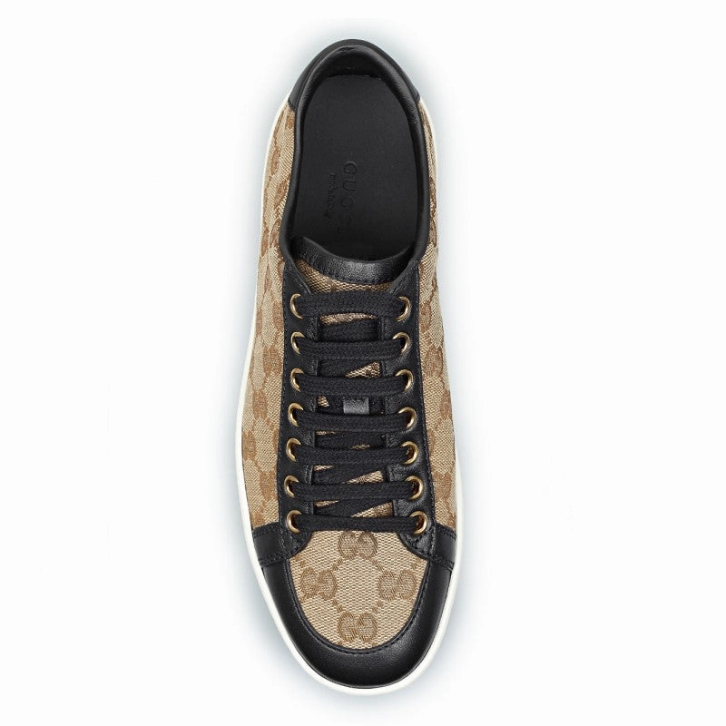 Gucci Beige & ebony original GG canvas Brooklyn lace-up sneakers