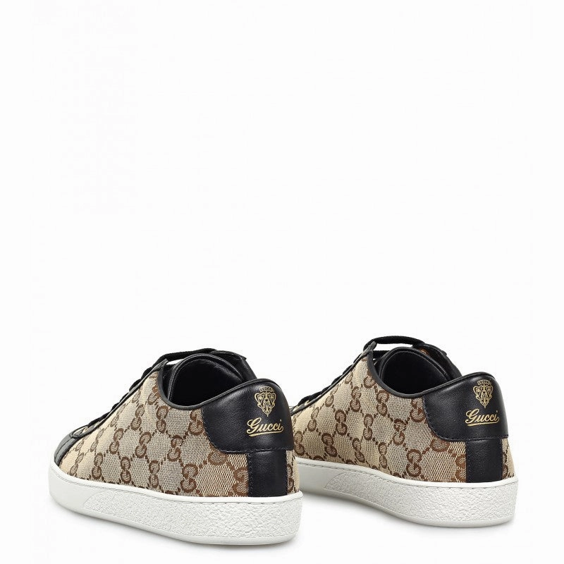 Gucci Beige & ebony original GG canvas Brooklyn lace-up sneakers