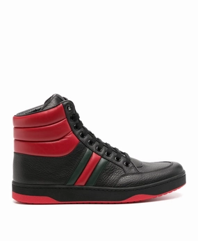 Gucci Black & red leather contrast padded high-top sneakers Mens Shoes online flash sale