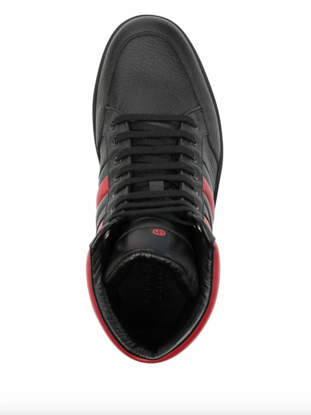 Gucci Black & red leather contrast padded high-top sneakers