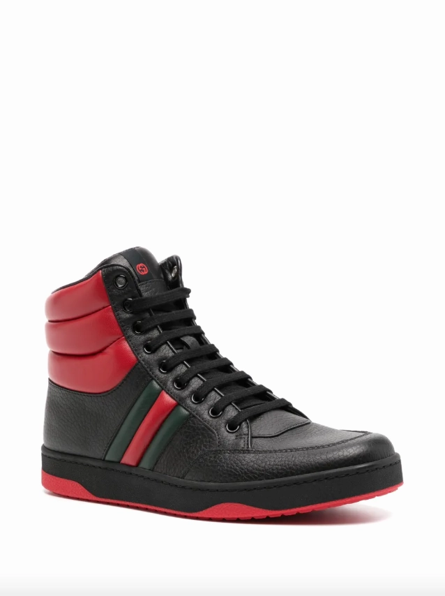 Gucci Black & red leather contrast padded high-top sneakers