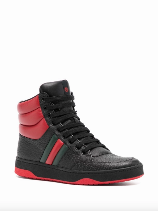 Gucci Black & red leather high top sneakers