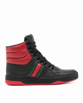 Gucci Black & red leather high top sneakers Womens Shoes cheap promo
