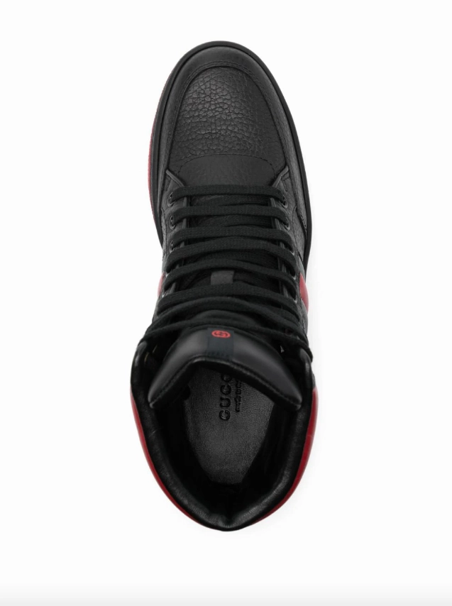Gucci Black & red leather high top sneakers