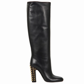 Gucci Black Jacqueline studded mid heel tall boot Womens Shoes cheap promo