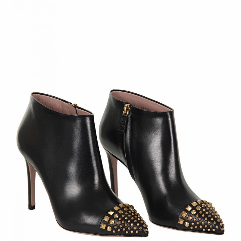 Gucci Black leather studded ankle boots