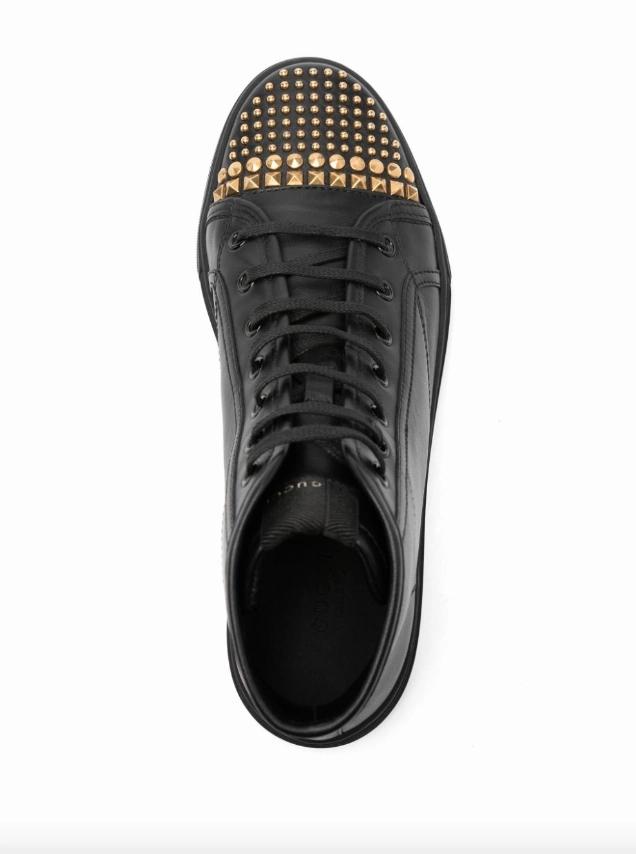 Gucci Black leather studded high top sneakers