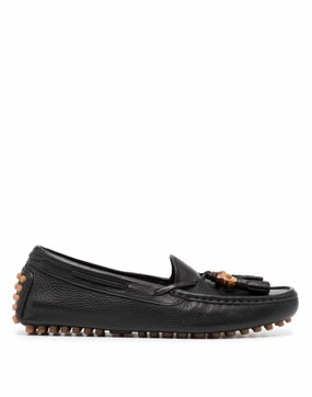 Gucci Black leather unlined lace-up driver shoes Womens Shoes cheap promo