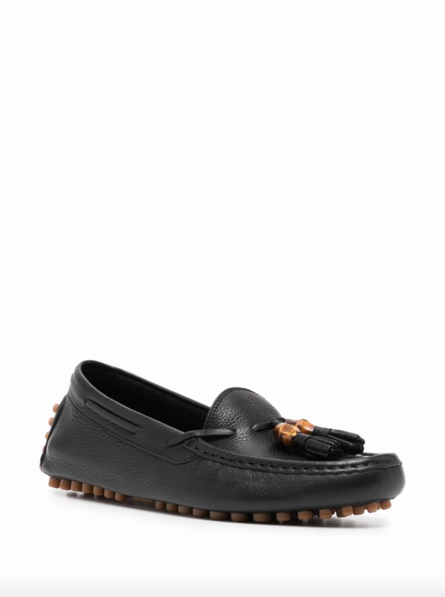 Gucci Black leather unlined lace-up driver shoes