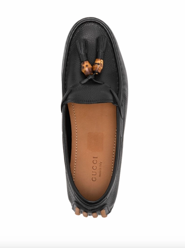 Gucci Black leather unlined lace-up driver shoes