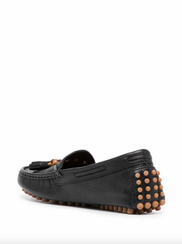 Gucci Black leather unlined lace-up driver shoes