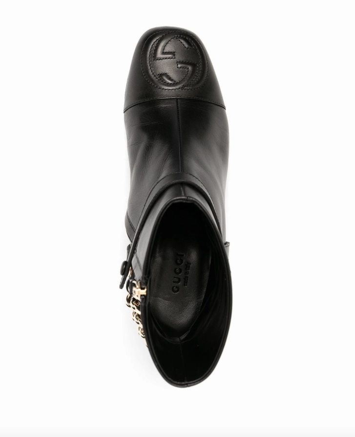 Gucci chain-trim leather ankle boots