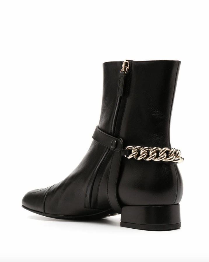 Gucci chain-trim leather ankle boots