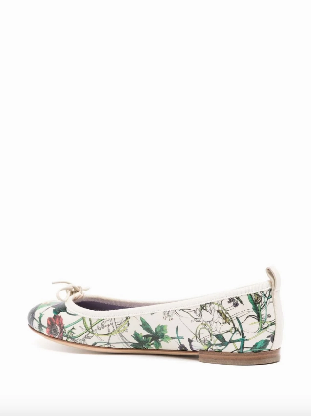 Gucci Cream flora leather ballet flats