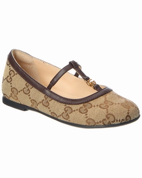 Gucci GG Canvas & Leather Flat Online sale for Girls Shoes
