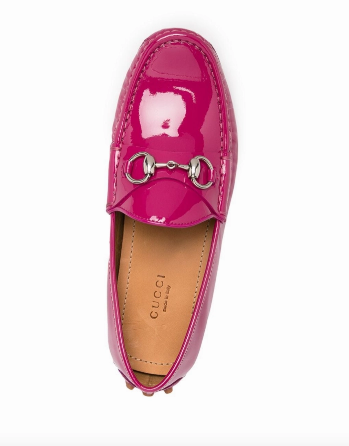 Gucci glossy-finish horsebit loafers